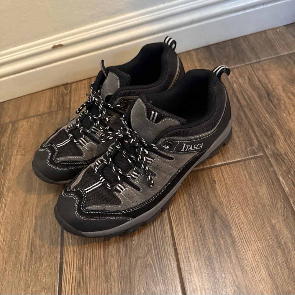 Itasca Hiking Shoes Men Sz 8.5 Leather  Suede Style 451050  Black /Gray